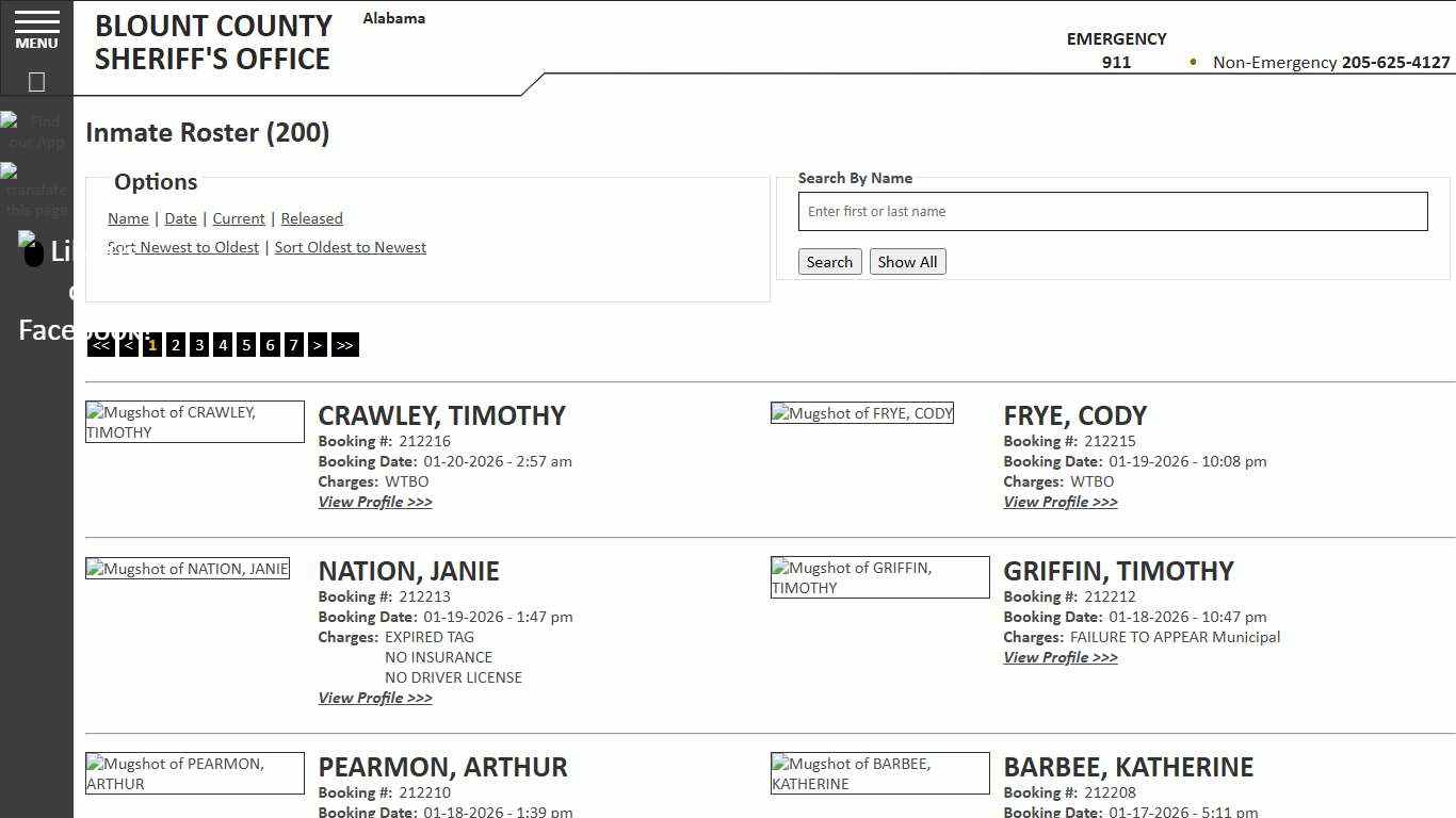 Inmate Roster - Current Inmates Booking Date Descending - Blount County Sheriff AL
